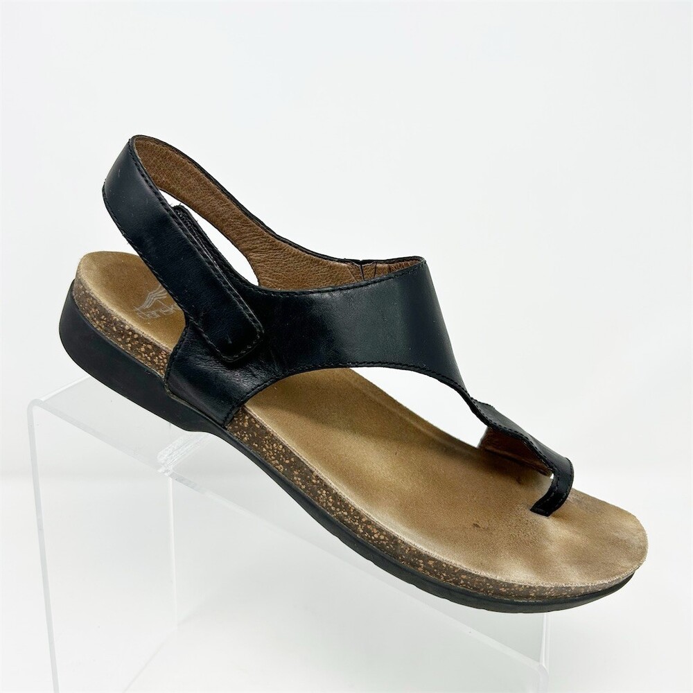 Dansko Reece Sandals Womens Black Thong Slingback Wedge Comfort Footbed 40